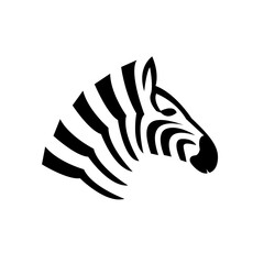 Fototapeta premium Stylized Black and White Zebra Head Profile Illustration