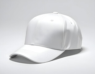 Fototapeta premium Plain white baseball cap with curved brim, clean, simple, studio