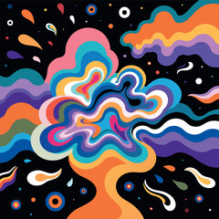 Colorful cosmic nebula swirl in the night sky, glowing galaxy vortex with bright stars © ohe