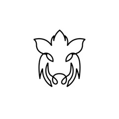 Fototapeta premium Monoline Wild Boar Pig Head Line Art Logo Icon Design