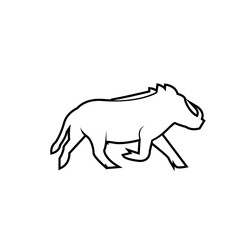 Obraz premium Running Warthog Outline Vector Logo Design