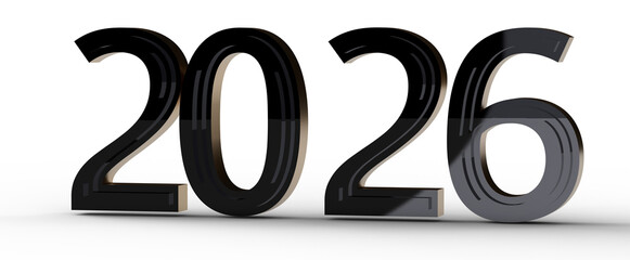 Modern 3D render of the year 2026. Perfect for new year greetings, future concepts, and business visuals. Clean, minimal © vegefox.com