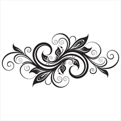 Luxury Symmetrical Flourish Design, Black and White Calligraphy Divider