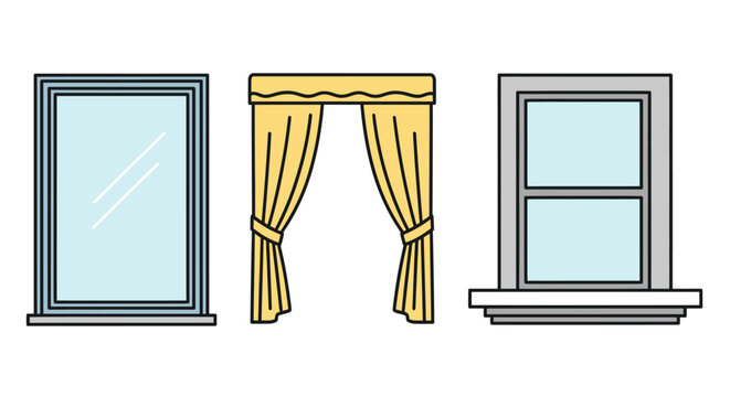 Three Different Window Designs Illustration.