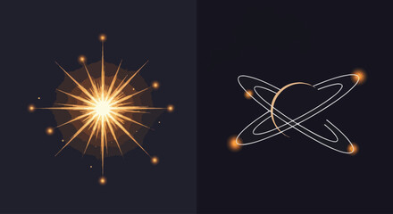 Solar System Illustration with Star and Planets. © mboku