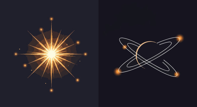 Solar System Illustration with Star and Planets.