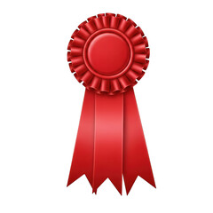 Red rosette ribbon icon with elegant design isolated on transparent background