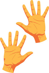 Obraz premium Expressive illustration of two open human hands with spread fingers, conveying concepts of greeting, communication, or counting, set against a clean white background