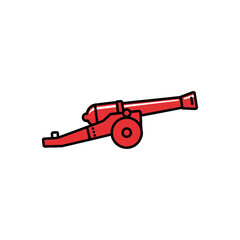 Red Cartoon Cannon Gun Illustration.