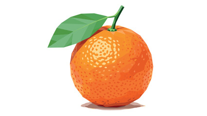 Geometric orange with leaf on white background
