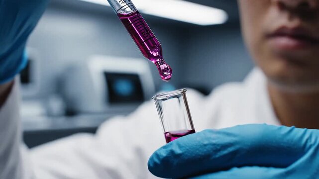 Scientist Using Pipette in Laboratory Experiment
