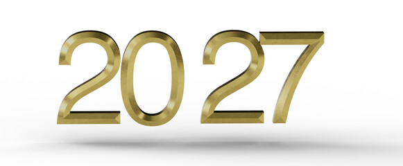 Elegant gold 2027 design on a clean white background. Perfect for new year greetings, future concepts, and event invitat © vegefox.com
