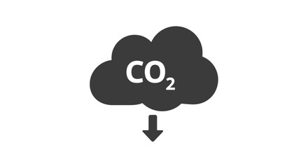 CO2 Cloud Icon with Downward Arrow.