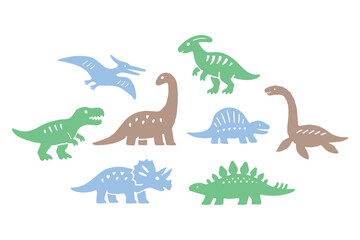 Dinosaur set naive flat vector illustration © Victoria
