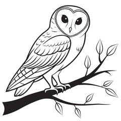 Obraz premium Majestic owl perched on tree branch with leaves