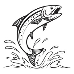 Obraz premium Dramatic salmon jumping out of water in dynamic motion