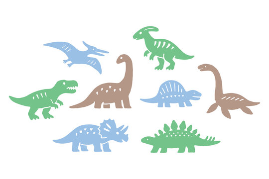 Dinosaur set naive flat vector illustration