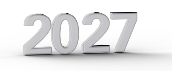 3D render of the year 2027 in a white, modern style, ideal for New Year greetings, business forecasts, and future planni © vegefox.com