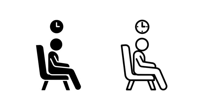 Person sitting on chair with clock icon for waiting or time
