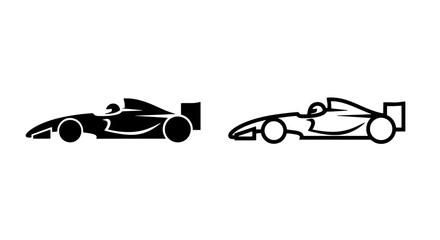 Race car icons: solid and outline versions © MdDelowar