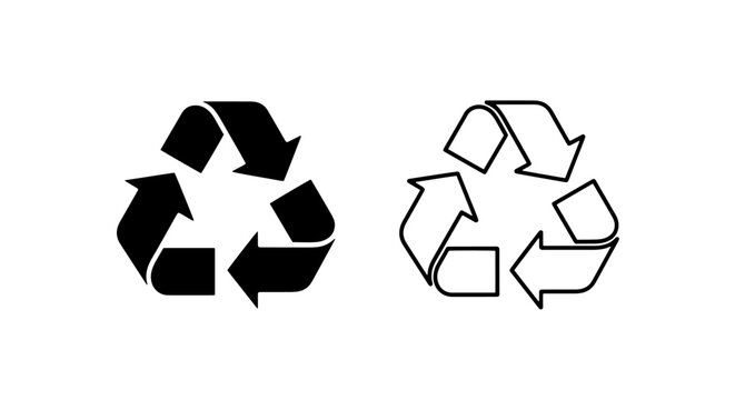 Recycle icon set - filled and outline designs