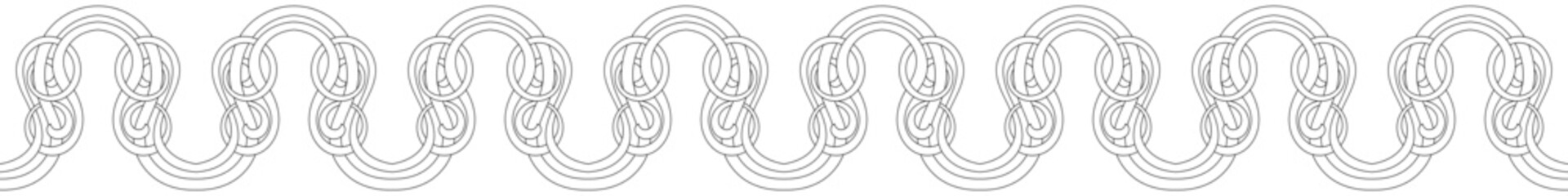 Fototapeta premium Seamless rope, vintage coiled line, frame, border, black line.