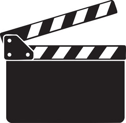 Minimalist cinema clapperboard icon with a transparent background