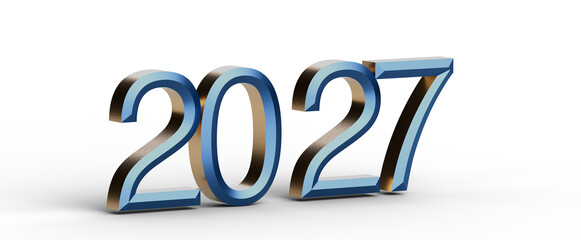 2027 in a stylish 3D metallic blue and gold design. Perfect for new year events, business, and...