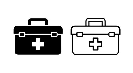Obraz premium First aid kit icon vector with medical cross symbol for emergency services