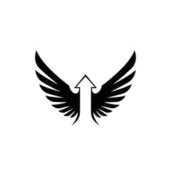 Fototapeta premium Black Wings with Upward Arrow Logo - Symbol of Growth, Success, and Ambition