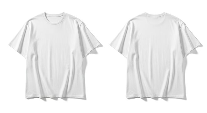 Blank oversized white t-shirt front back views, plain apparel mockup concept