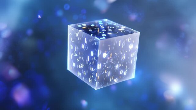Glowing cube pulses with digital data streams