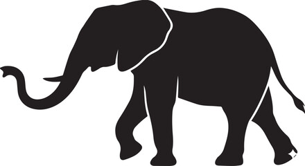 Fototapeta premium Majestic African Elephant Profile Isolated Vector Silhouettes
