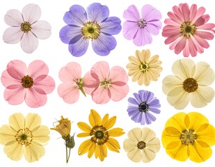 Fototapeta premium Pressed Flower Collection - A Vibrant Assortment of Dried Blooms.