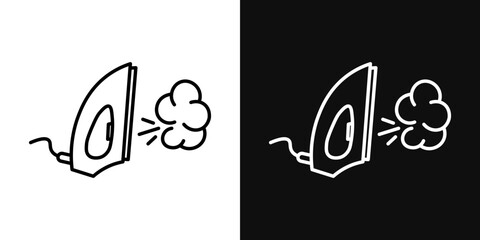Obraz premium Steaming iron icons set in black and white thin line stroke