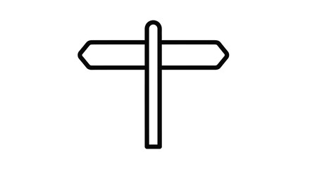 Simple black outline of a directional signpost minimalist silhouette © Rabbi