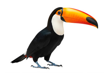 Fototapeta premium A colorful toucan with a large beak isolated on transparent background