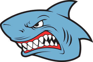 Angry Shark Mascot Vector Head Illustration © Haider