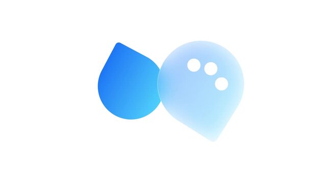 Modern blue chat bubble icon with gradient effect and three dots 4k animated stock video in white color background