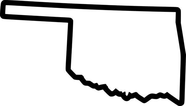 White solid outline of the state of Oklahoma