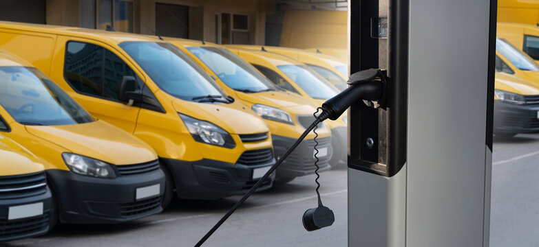 Electric delivery vans with electric vehicles charging station