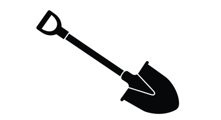 Black silhouette of a garden shovel against a white background silhouette © Golam Rabbi
