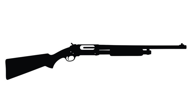 Black firearm depiction a detailed side view silhouette