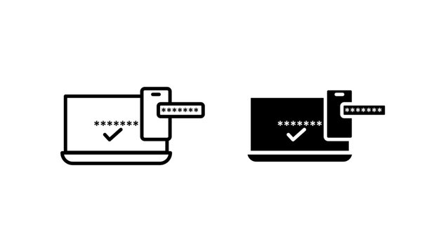 2FA Multifactor verification icon with editable stroke. Black solid icons