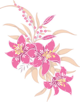 Stylized Green Lily Floral Illustration