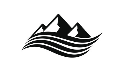 Mountain and wave design with a striking black silhouette © RKGolam
