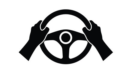 Hands gripping a steering wheel a striking black shape silhouette © RKGolam