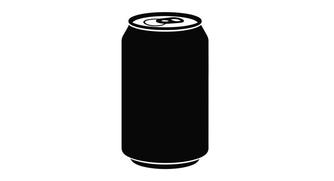 A sleek black silhouette of a standard aluminum beverage can silhouette