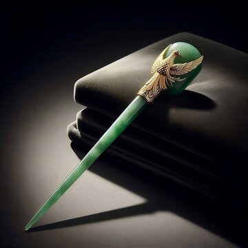 Noble Heritage: Royal 24K Gold Phoenix & Emerald Jade Binyeo Hair Stick