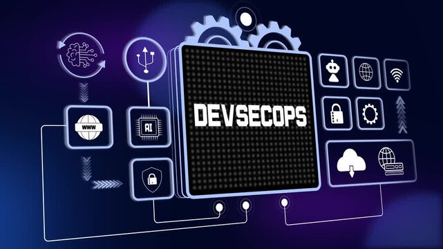 Devsecops technology concept for secure software development lifecycle, automated cloud protection and agile security systems